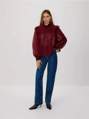 Reserved - Bluzka z metalizowaną nicią - burgundowy