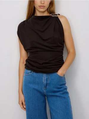 Reserved - Bluzka z modalem - ciemnobrązowy