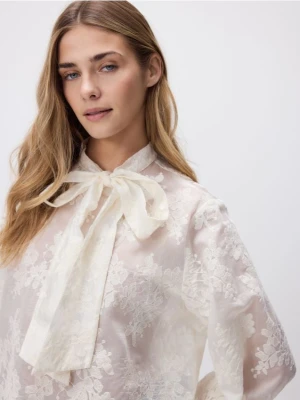 Reserved - Bluzka z modalem - złamana biel