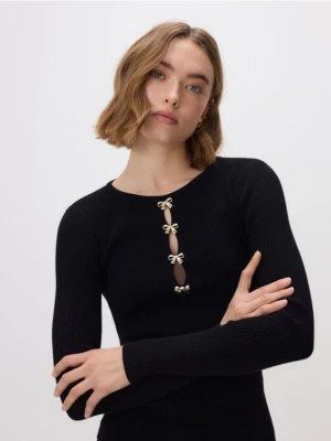 Reserved - Bluzka z ozdobną aplikacją - czarny