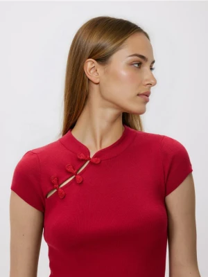 Reserved - Bluzka z ozdobnym detalem - bordowy