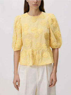 Reserved - Bluzka z ozdobnym haftem - żółty