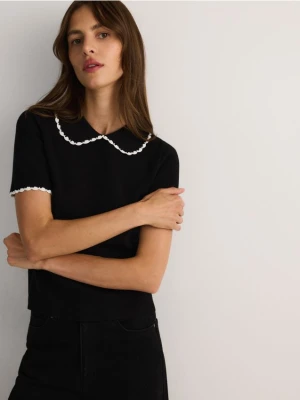 Zdjęcie produktu Reserved - Bluzka z ozdobnym kołnierzem - czarny