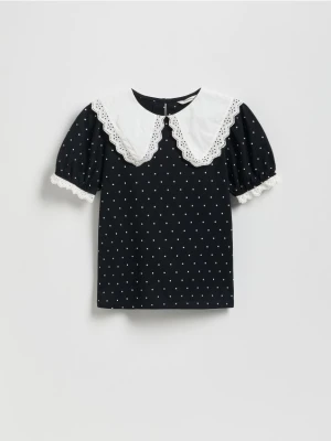 Reserved - Bluzka z ozdobnym kołnierzykiem - wielobarwny