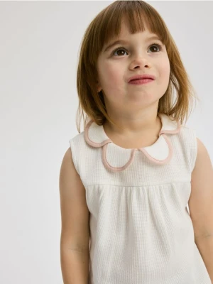 Reserved - Bluzka z ozdobnym kołnierzykiem - złamana biel