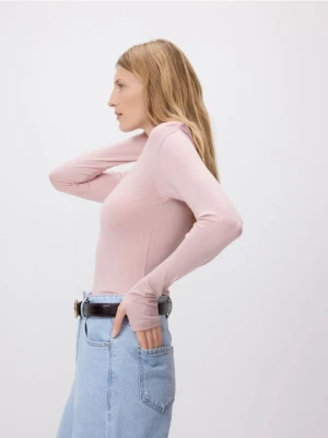 Reserved - Bluzka z ozdobnym marszczeniem - pastelowy róż