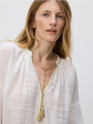 Reserved - Bluzka z ozdobnym wiązaniem - biały