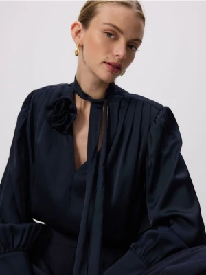 Reserved - Bluzka z ozdobnym wiązaniem - granatowy