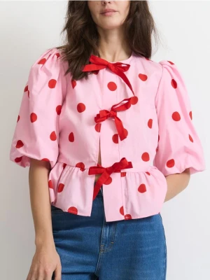 Reserved - Bluzka z ozdobnym wiązaniem - różowy