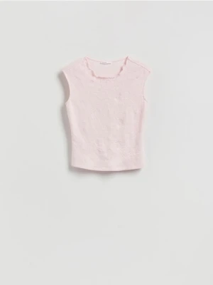 Reserved - Bluzka z ozdobnym wzorem - pastelowy róż