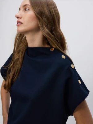 Reserved - Bluzka z ozdobnymi guzikami - granatowy