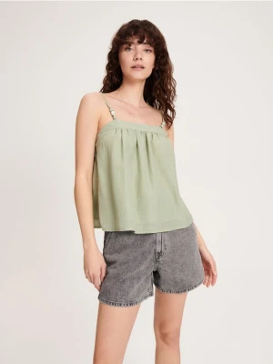 Reserved - Bluzka z ozdobnymi kamieniami - oliwkowy