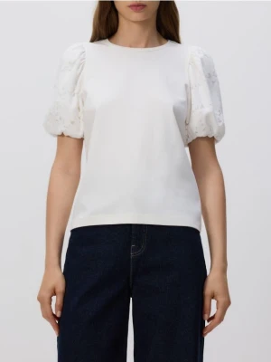 Reserved - Bluzka z ozdobnymi rękawami - biały