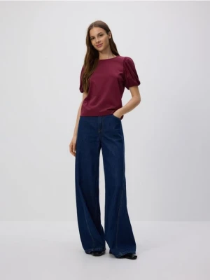 Reserved - Bluzka z ozdobnymi rękawami - bordowy