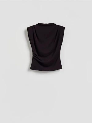 Reserved - Bluzka z poduszkami na ramionach - ciemnofioletowy