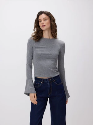 Reserved - Bluzka z rozszerzanymi rękawami - jasnoszary