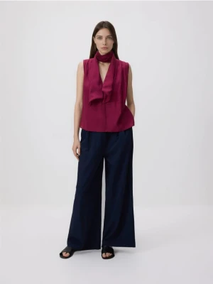 Reserved - Bluzka z szalem - bordowy