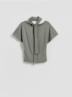 Reserved - Bluzka z szalem - oliwkowy