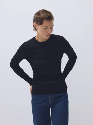 Reserved - Bluzka z wełny merino - czarny