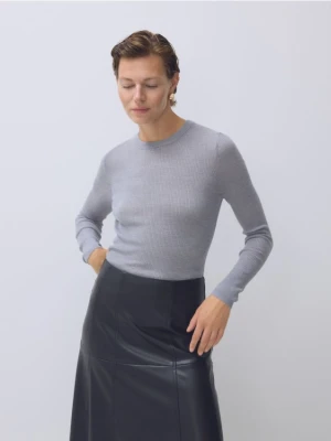 Reserved - Bluzka z wełny merino - jasnoszary