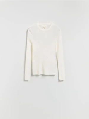 Reserved - Bluzka z wełny merino - złamana biel