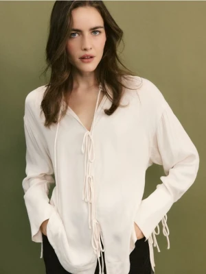 Reserved - Bluzka z wiązaniami - pastelowy róż