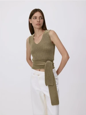 Reserved - Bluzka z wiązaniem - ciemnozielony