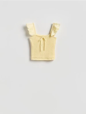 Reserved - Bluzka z wiązaniem - jasnożółty