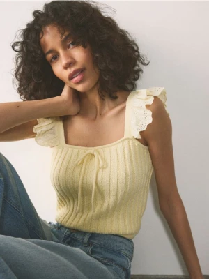 Reserved - Bluzka z wiązaniem - jasnożółty