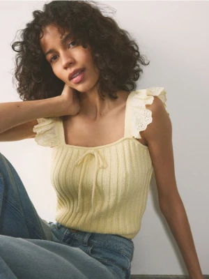 Reserved - Bluzka z wiązaniem - jasnożółty