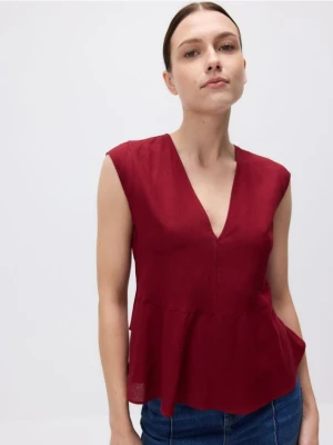 Reserved - Bluzka z wiązaniem na plecach - burgundowy