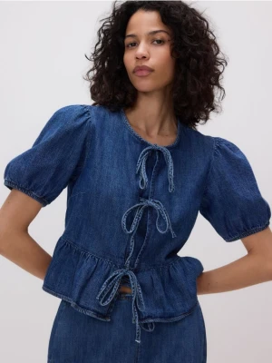 Reserved - Bluzka z wiązaniem - niebieski