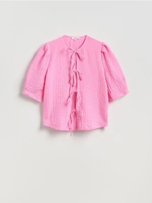 Reserved - Bluzka z wiązaniem - różowy