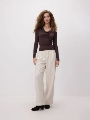 Reserved - Bluzka z wiskozą - ciemnobrązowy