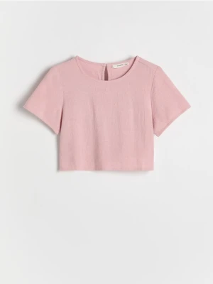 Reserved - Bluzka z wiskozy z dodatkiem lnu - brudny róż