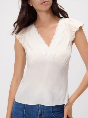 Reserved - Bluzka z wiskozy - złamana biel