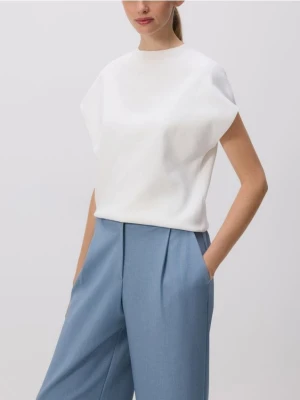 Reserved - Bluzka ze stójką - złamana biel