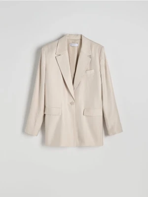 Reserved - Błyszcząca marynarka oversize - beżowy