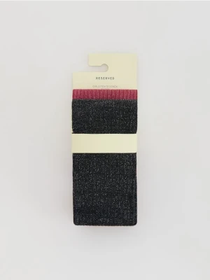 Reserved - Błyszczące rajstopy z bawełną 2 pack - czarny