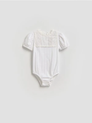 Reserved - Body z ażurową wstawką - złamana biel