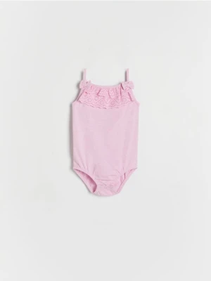 Reserved - Body z ażurowym zdobiniem - pastelowy róż