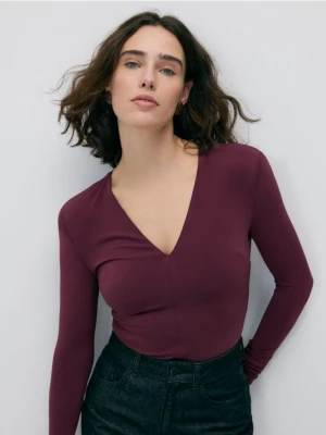 Reserved - Body z długim rękawem - ciemnofioletowy