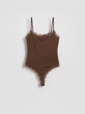 Reserved - Body z koronką - ciemnobrązowy