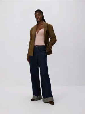 Reserved - Body z miseczkami push up - brudny róż