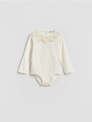 Reserved - Body z ozdobnym kołnierzykiem - złamana biel