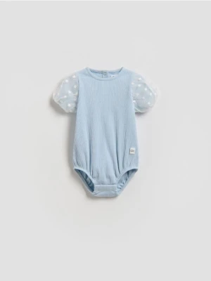 Reserved - Body z ozdobnymi rękawami - jasnoniebieski