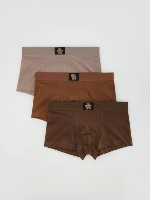 Reserved - Bokserki ze świątecznym motywem 3 pack - beżowy