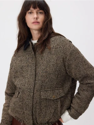 Reserved - Bomberka z dodatkiem wełny - ciemnozielony