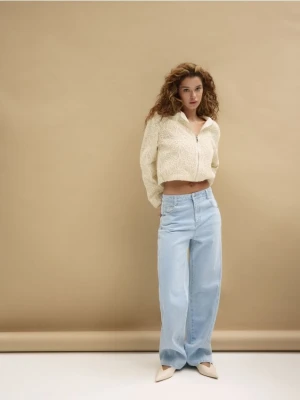 Reserved - Bomberka z ozdobnym haftem - złamana biel