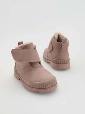 Reserved - Botki z ociepleniem - pastelowy róż